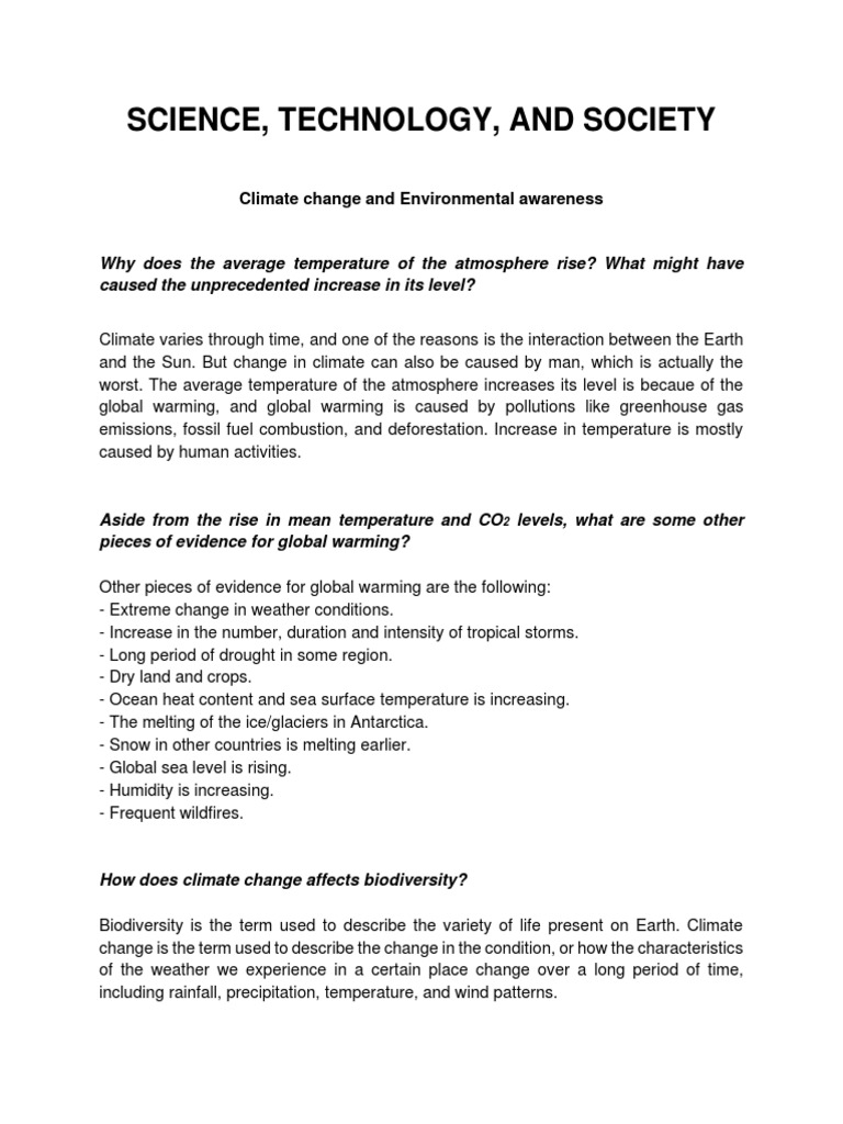Climate Change and Biodiversity Impact | PDF | Wellness | Science ...