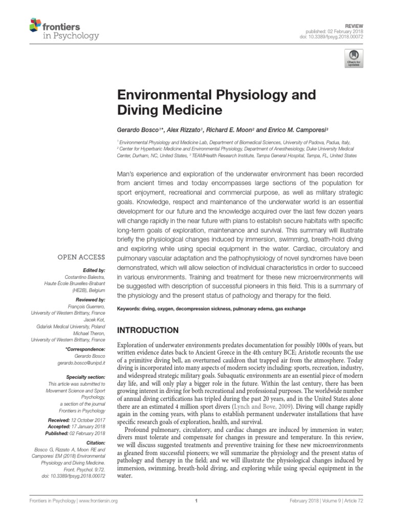 1 Environmental Physiology and Diving Medicine PDF Scuba Diving