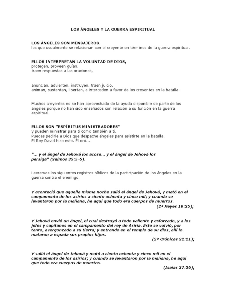 Ángeles en la Guerra Espiritual | PDF | Satán | Dios