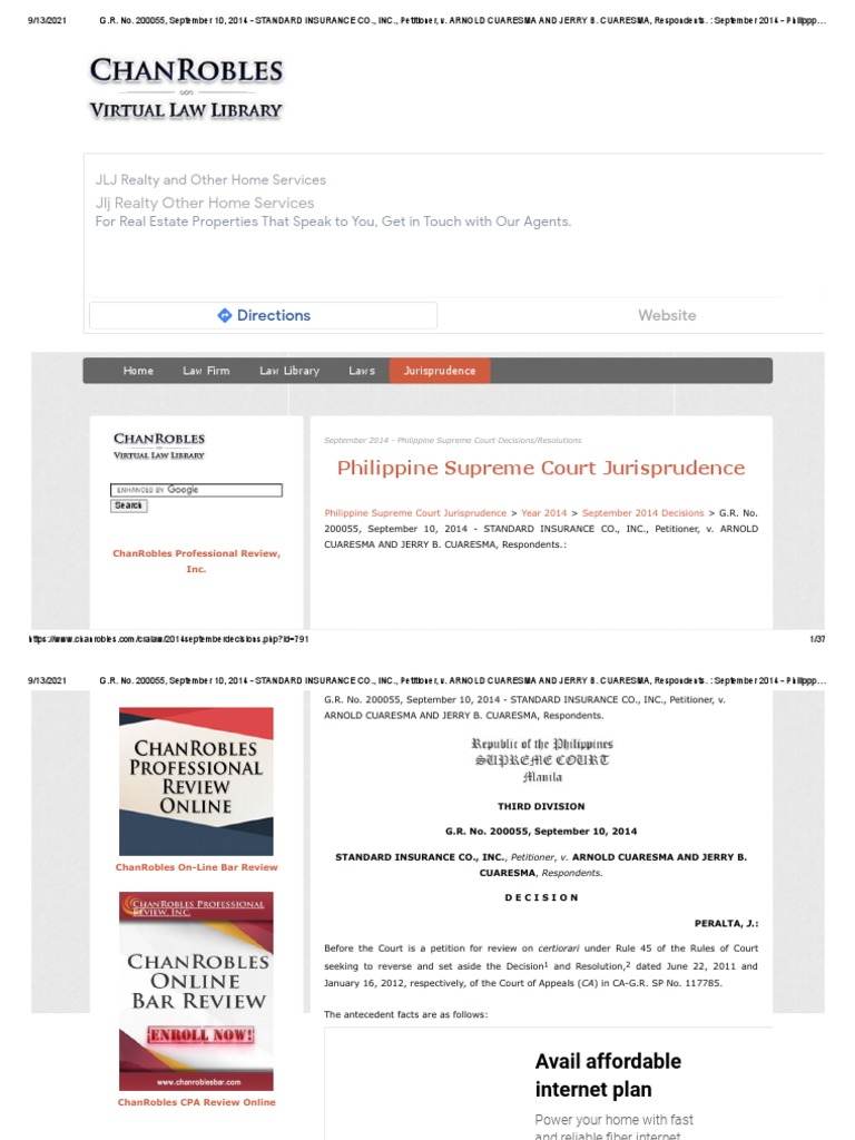 JLJ Realty Other Home Services Philippine Supreme Court Jurisprudence
