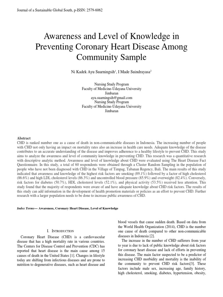 Awareness and Level of Knowledge in Preventing Coronary Heart Disease ...