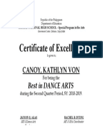 Certificate of Excellence: Canoy, Kathlyn Von