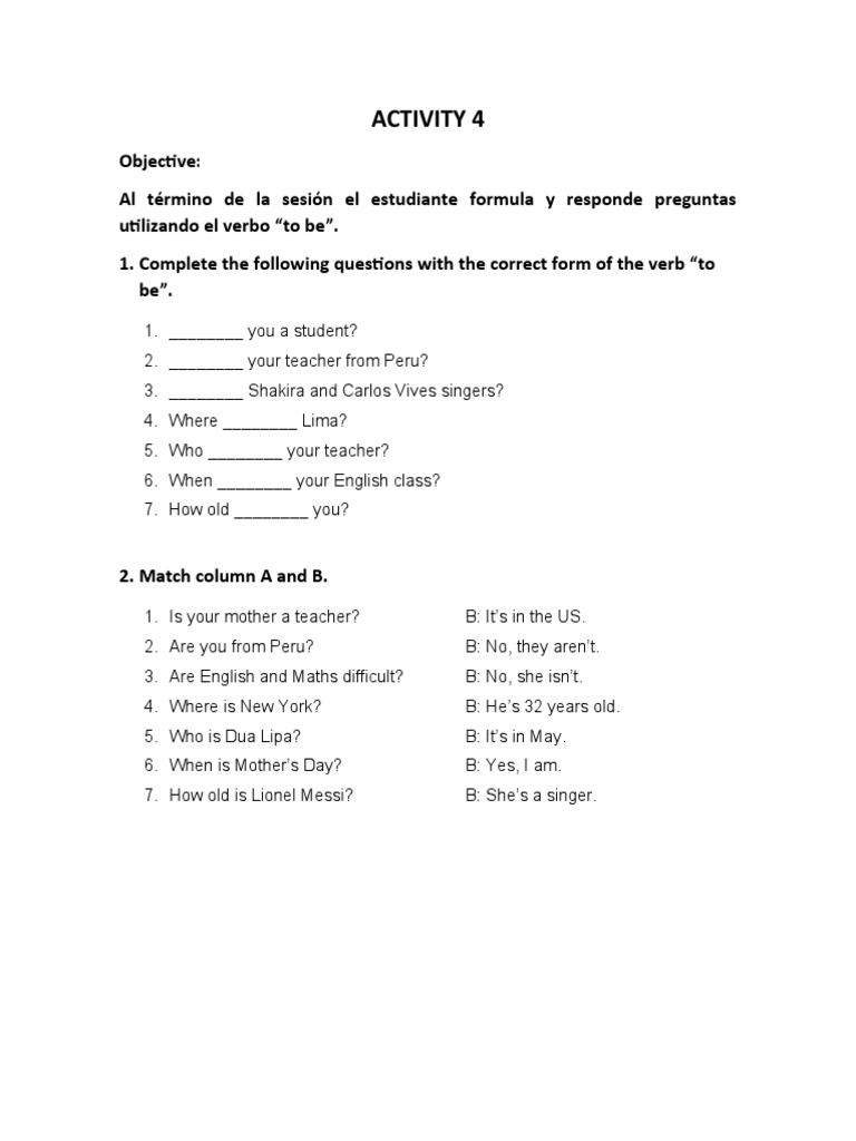 Questions Using the Verb 