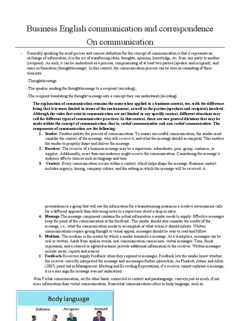 Business English Communication Essentials | PDF | Communication | Body ...