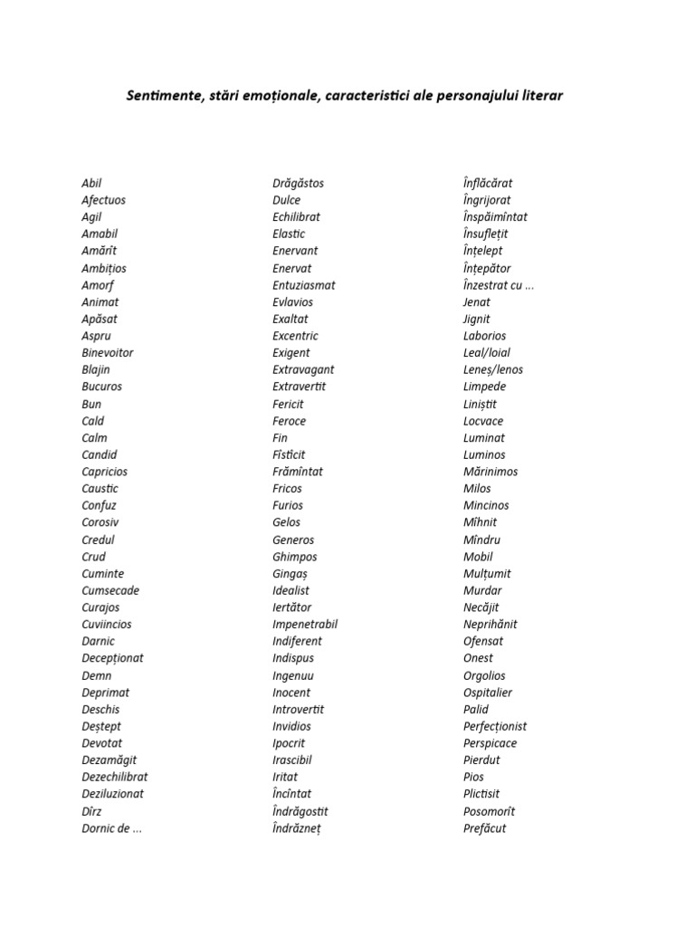 Lista Sentimente | PDF