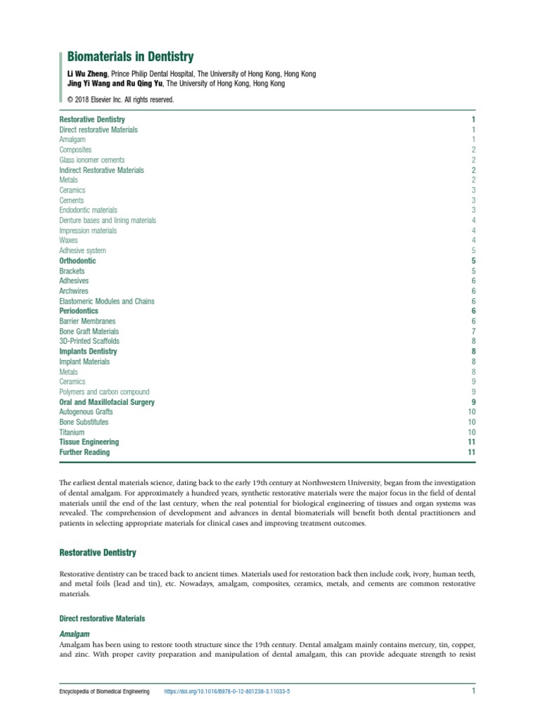 Biomaterials in Dentistry | PDF | Dental Composite | Dental Material