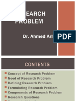 Research Problem: Dr. Ahmed Arif