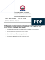 Research Methods Assignment for MLSC 302 at Kenya Methodist University