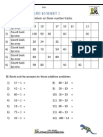 Subtracting 1 and 10 Sheet 1: Name Date