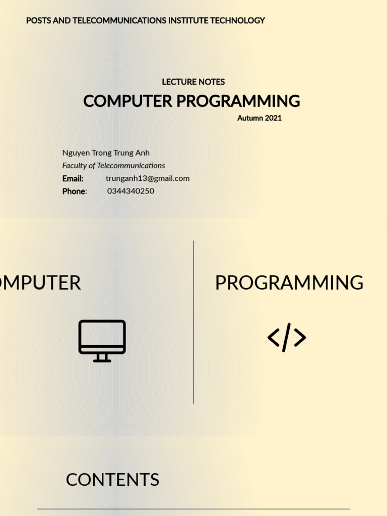 Computer Programming: Posts and Telecommunications Institute Technology ...