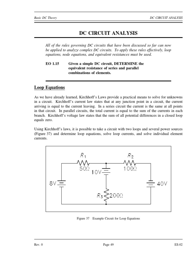 DC Circuit Analysis PDF Electrical Network Network Analysis
