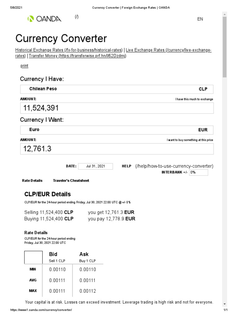 Currency Converter Foreign Exchange Rates OANDA PDF Exchange