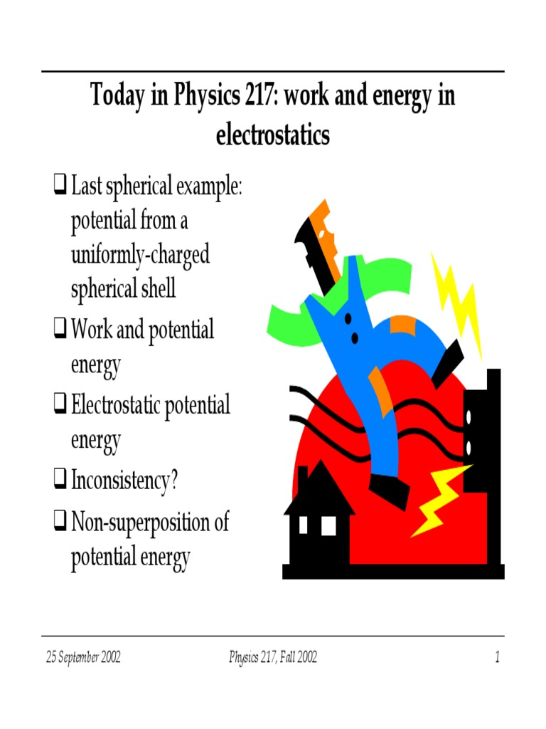 Today in Physics 217 Work and Energy in Electrostatics PDF