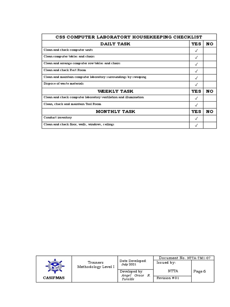 03 Housekeeping Checklist PDF