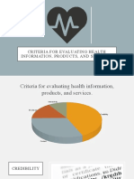 Criteria For Evaluating Health Information, Products, and Services