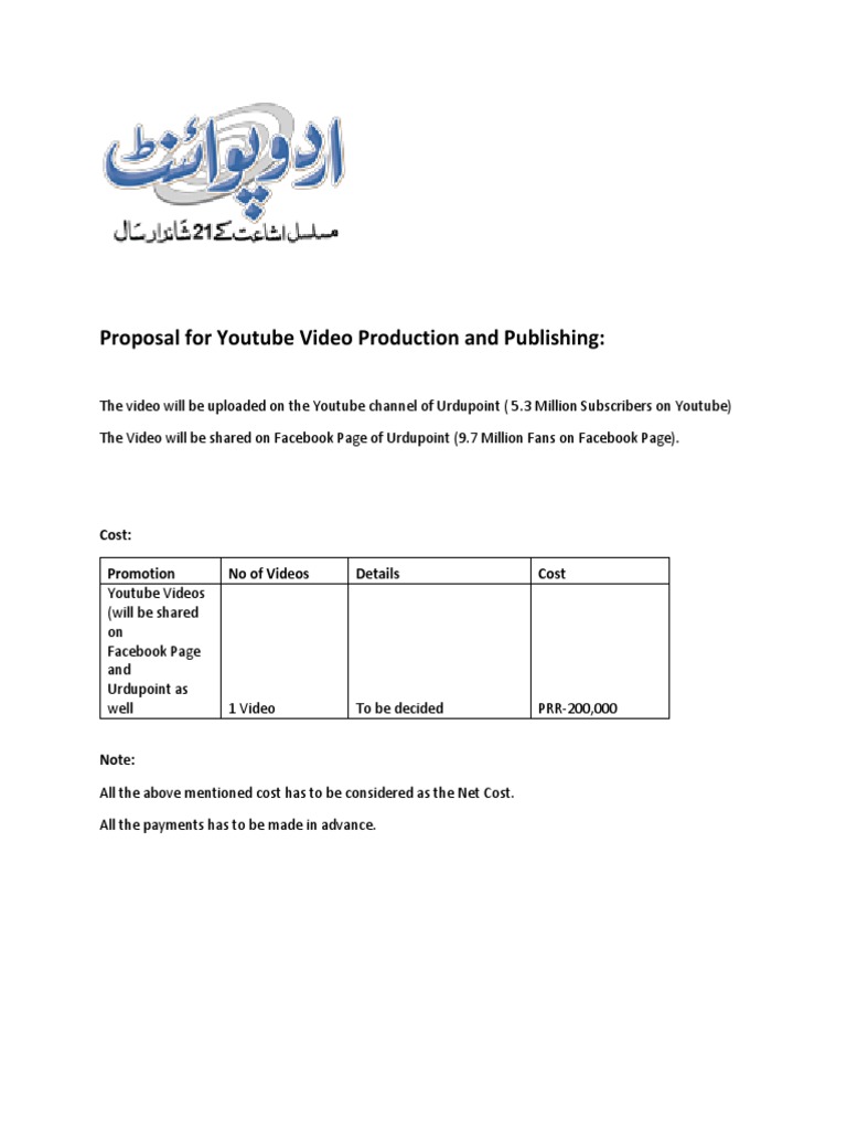 YouTube Video Production Proposal | PDF