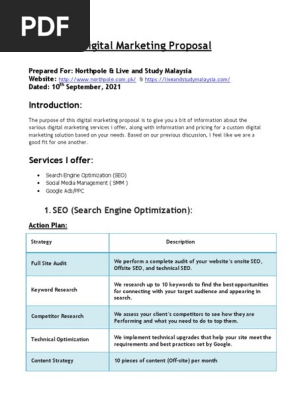 Digital Marketing Proposal - Northpole & Live and Study Malaysia