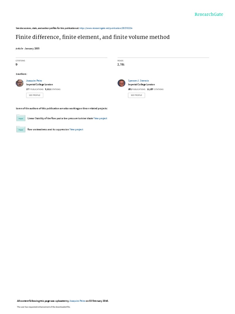 Finite Difference, Finite Element, and Finite Volume Method: January ...