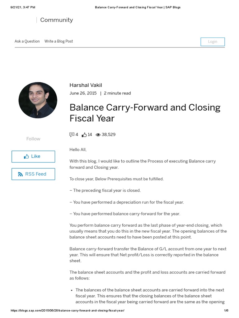 Year-End Balance Carry-Forward Process | PDF | Income Statement ...