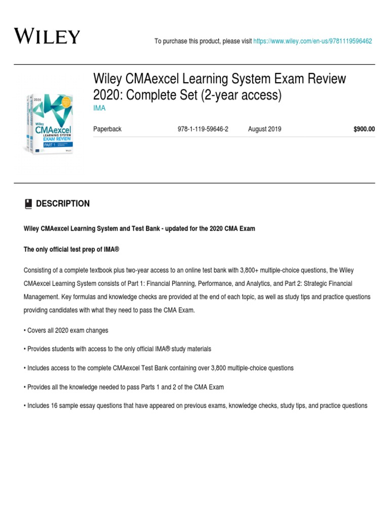 Wiley Cmaexcel Learning System Exam Review 2020: Complete