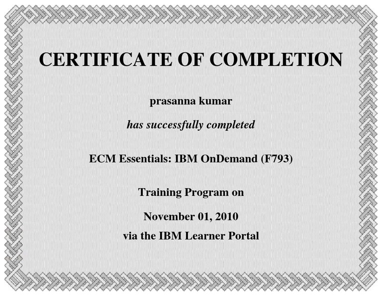 ECM Essentials Training Completion Certificate | PDF