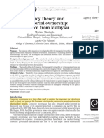 Agency Theory and Managerial Ownership: Evidence From Malaysia