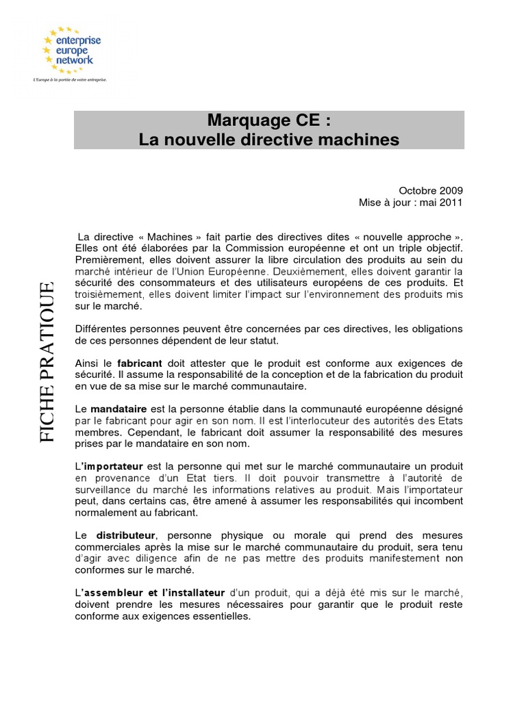 Nouvelle Directive Machines 2006/42/CE | PDF | Directive (Union européenne)