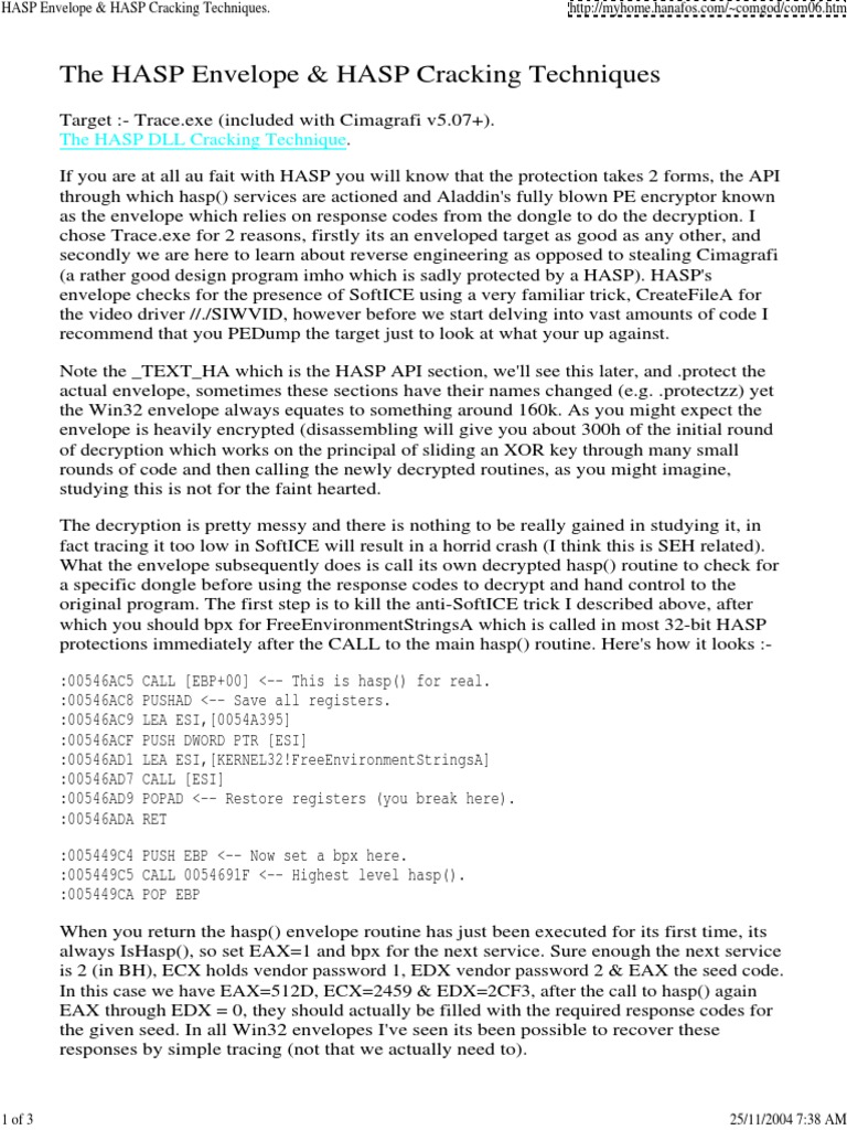 Hasp Cracking Techniques PDF Encryption Information Technology