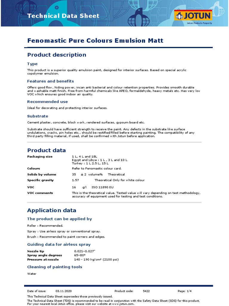 Fenomastic Emulsion Matt PDF Paint Materials