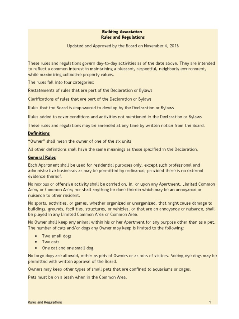 Building Association Rules and Regulations | PDF
