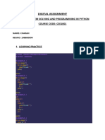 Digital Assignment: Course: Problem Solving and Programming in Python Course Code: Cse1001