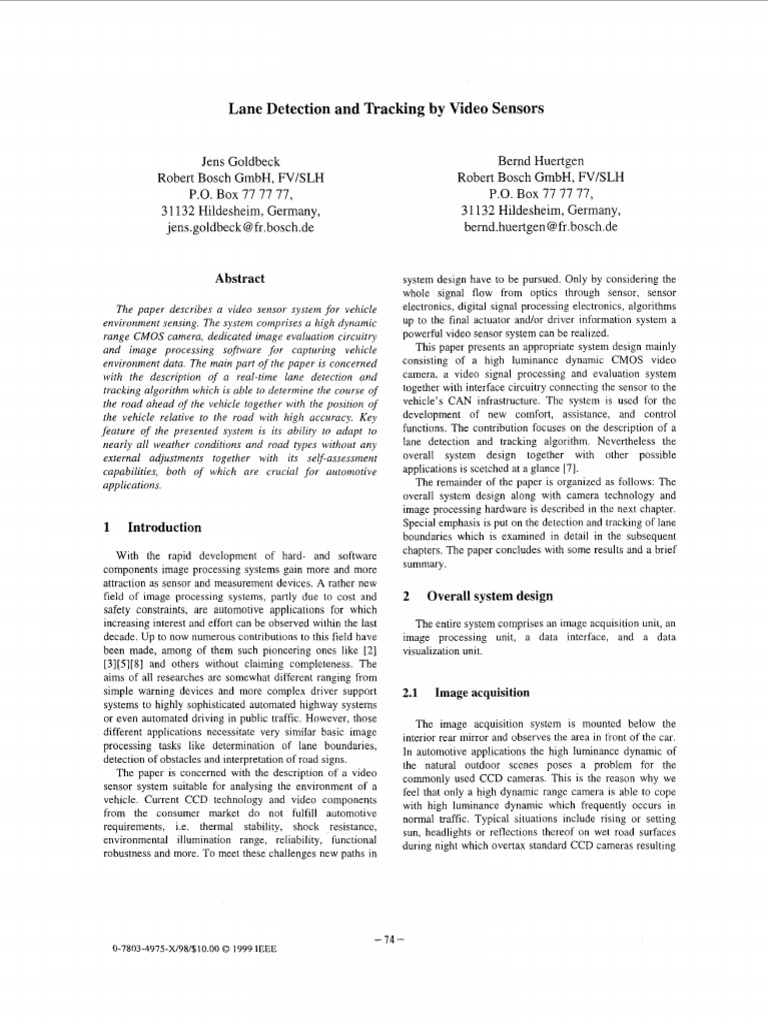 Real-Time Lane Detection System | PDF | Sensor | Kalman Filter