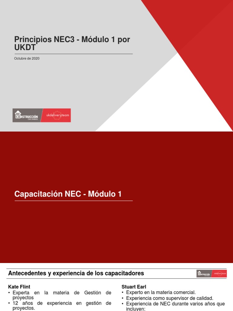 Introducción a NEC3: Capacitación Módulo 1 | PDF | Gestión de proyectos ...