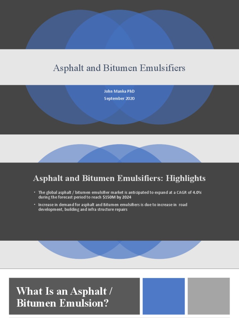Asphalt and Bitumen Emulsifiers Overview | PDF | Asphalt | Emulsion