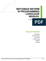 Motoman Inform Iii Programming Language Manual: Table of Content