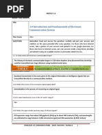 Principle of Communications Module 1 Pretest