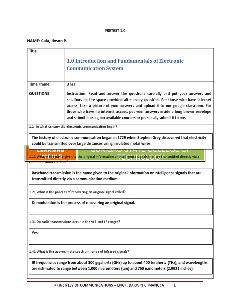 Fundamentals of Electronic Communication | PDF | Inductor | Amplifier