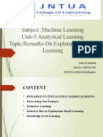 Subject:Machine Learning Unit-5 Analytical Learning Topic:Remarks On Explanation Based Learning