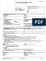 Application For The Issuance of Labels