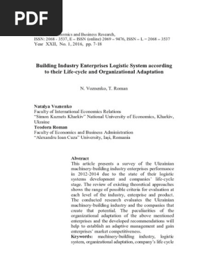 Building Industry Enterprises Logistic System According To Their Life Cycle And Organizational Adaptation Pdf