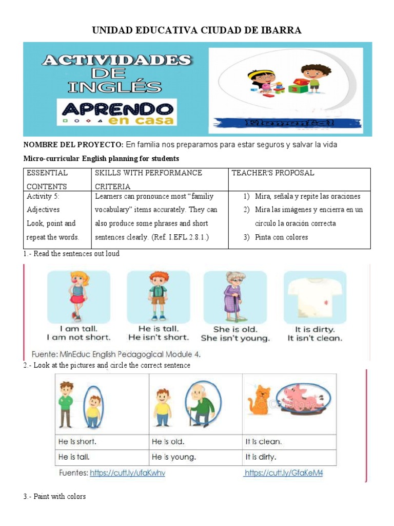 Actividad de Inglés para Segundo Grado | PDF | Career & Growth ...