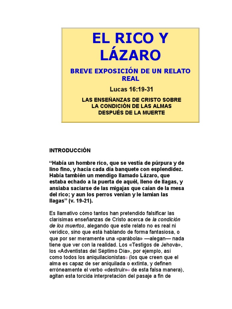 El Rico y Lázaro | PDF | Verdad | Resurrección