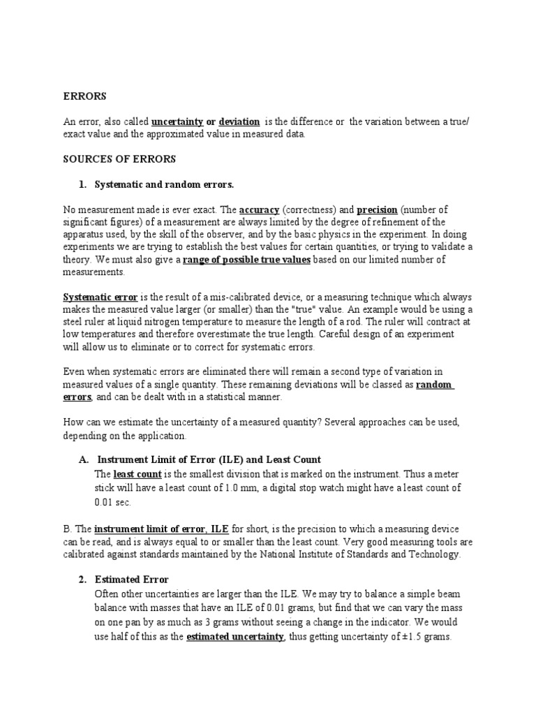 ERRORS | PDF | Observational Error | Significant Figures