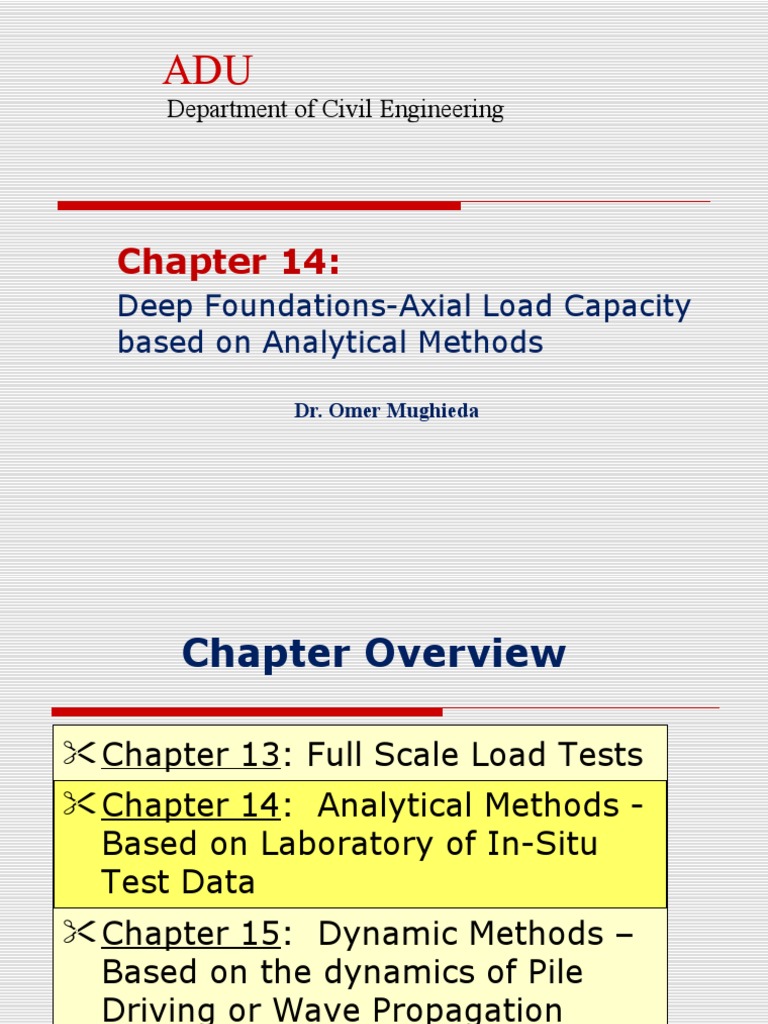 Chapter 14 Axial Load Capacity Analytical MethodsCIV421 PDF Deep Foundation Civil Engineering