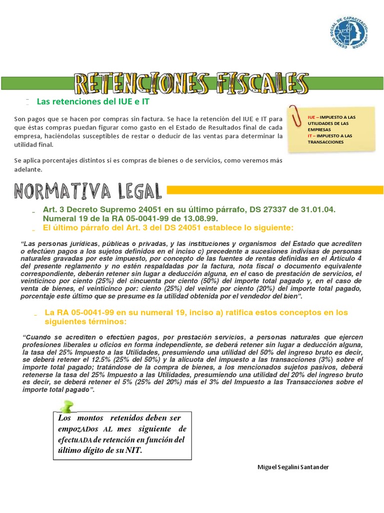 Retenciones Fiscales | PDF | Impuestos | Factura