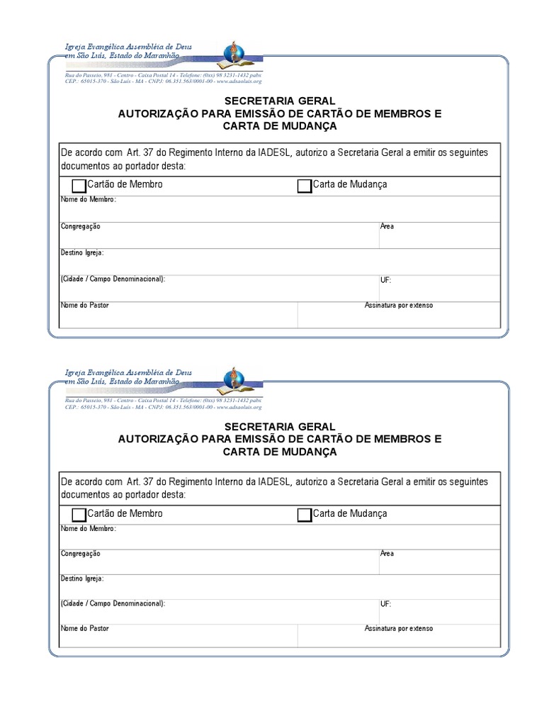 Carta De Mudança Pdf