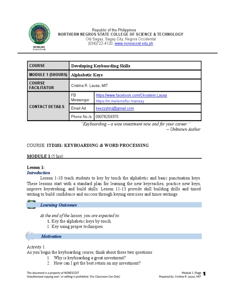 Module 1 Lession 1 BSIT | PDF | Text