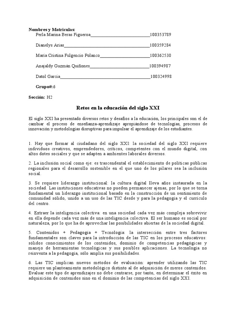 Retos educativos en el siglo XXI | PDF | Aprendizaje | Plan de estudios