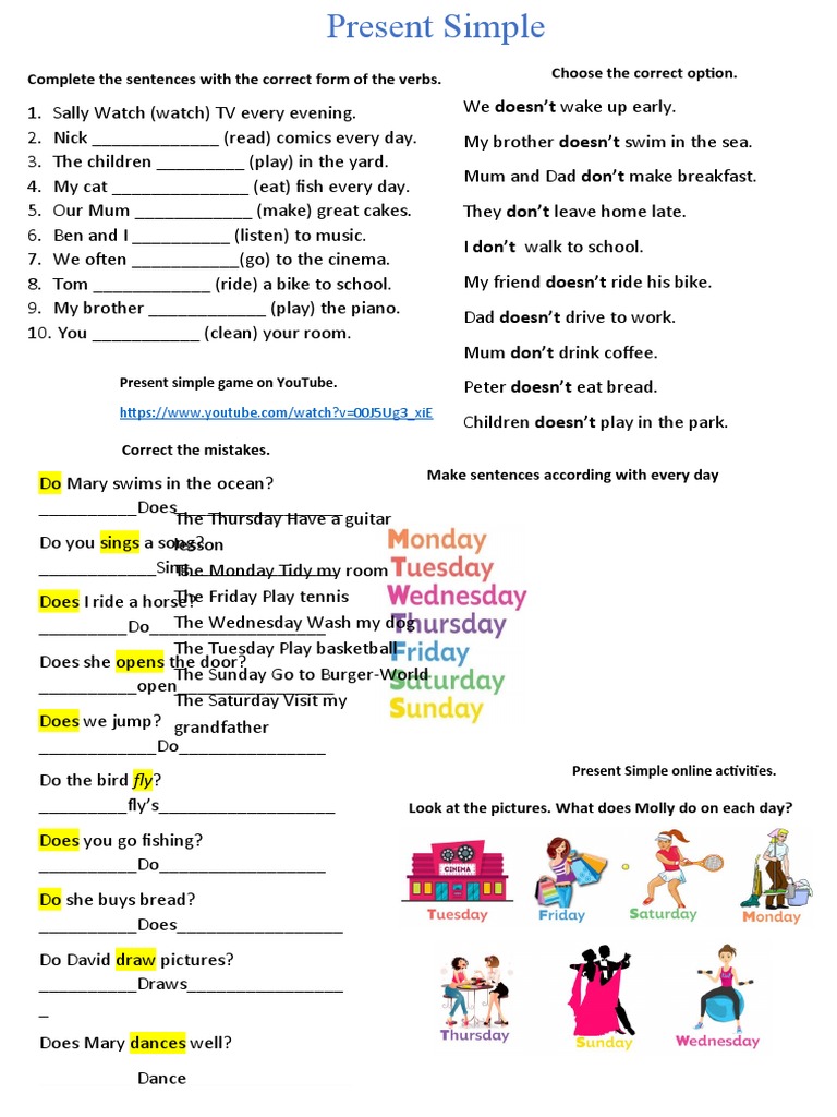 Present Simple Verb Completion Exercises | PDF | Language Arts & Discipline