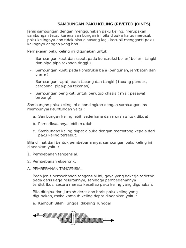 Contoh Soal Perhitungan Paku Keling Beserta Jawabannya